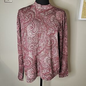 VINTAGE Metallic Paisley Sweater XL Drapers & Damons Ramie Mock Neck Shimmer
